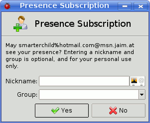 Subscription request from MSN contact